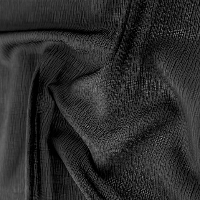 MAIHER 80 Inch Length Pinch Pleated Sheer Curtains Light Filtering Voile for Patio Door Living Room Soft Touch Lightweight Pleated Drapes with Adjustable Hooks, Black, 42" W x 80" L, 2 Panels