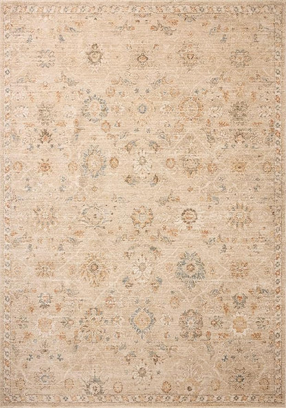 Loloi Chris Loves Julia Palma Collection PLM-11 Natural/Multi 2'-7" x 7'-6" Fringe Runner Rug Vintage Style Boho Living Room Bedroom Carpet