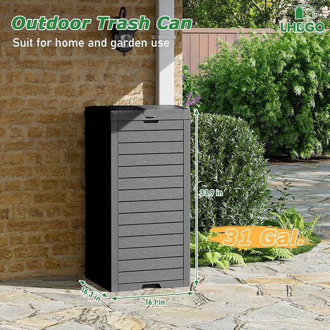 Outdoor Trash Can, 31 Gallon Garbage Can - Image 2