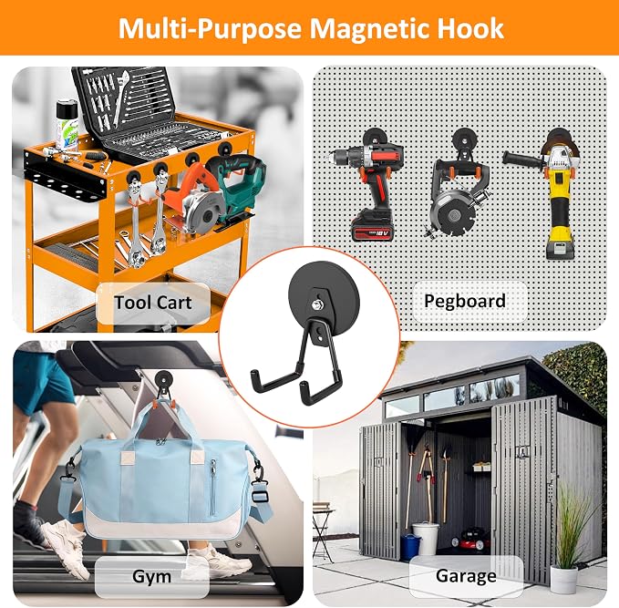 ENUODA Strong Magnetic Hooks Heavy Duty Garage Hooks Magnet Tool Holder - Image 4
