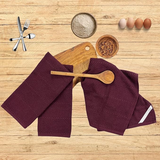 Purple Burgundy Wine Kitchen Hand Dish Towels: Oversized 28" x 18", 100% Cotton - Image 3