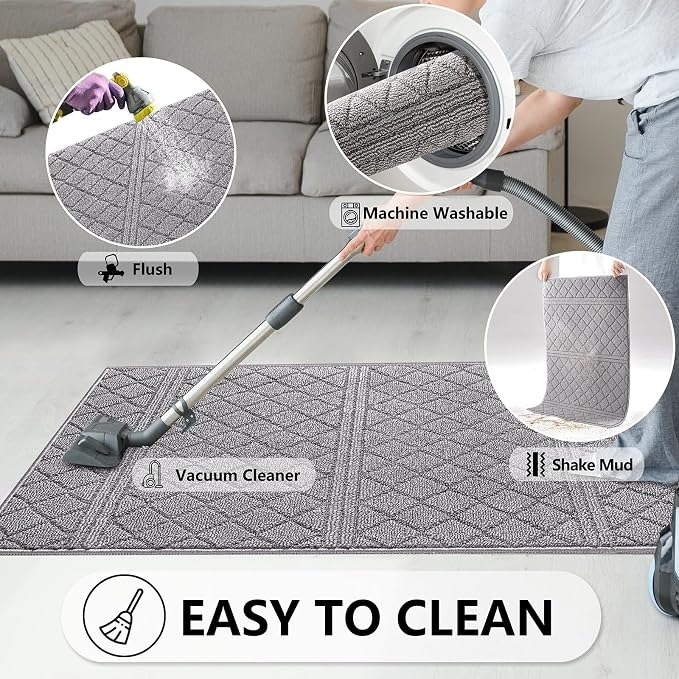 REFETONE Indoor Doormat, Front Back Door Mat 20"x32" Rubber Backing Non Slip - Image 6