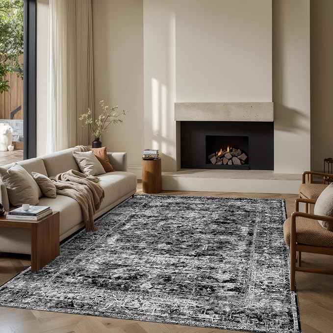 Area Rugs 6x9, Washable Rugs for Living Room, Vintage Boho Indoor Soft Carpet by OHWPEAT