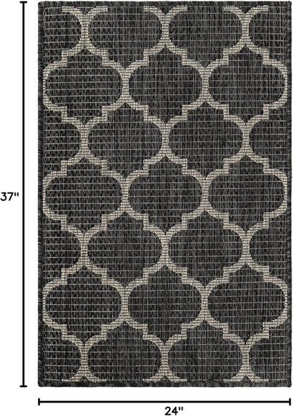 Unique Loom Outdoor Trellis Collection Area Rug - Trellis (Rectangular 2' 0" x 3' 1", Black/ Ivory)