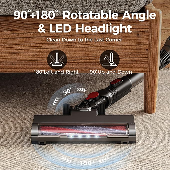 Cordless Vacuum Cleaner with Back-Saving&Self-Standing, Upright Vacuum Cleaners - Image 8