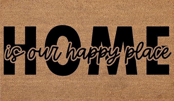 Coir Door Mats 17" X 30", Non-Slip Sturdy, PVC Backed Heavy Duty, Easy to Clean, Ideal for Door Entrance, Patio, Porch, Backyard, Garages, Home is Our Happy Place
