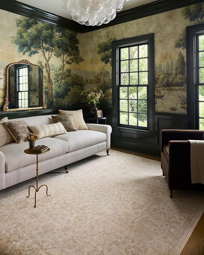 Loloi Chris Loves Julia Palma Collection PLM-01 Ivory/Sand 2'-7" x 10'-0" Fringe Runner Rug Vintage Style Boho Living Room Bedroom Carpet