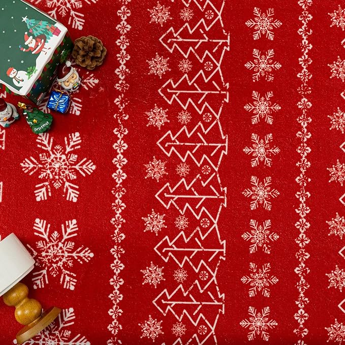 Christmas Area Rug 4x6 Red Washable Office Carpet Xmas Snowflake Holiday Decor - Image 6