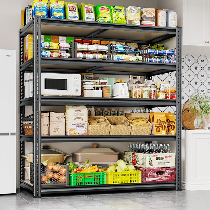 72" H Storage Shelves Heavy Duty, 2200LBS Garage Shelving, 5 Tier Metal - Image 3