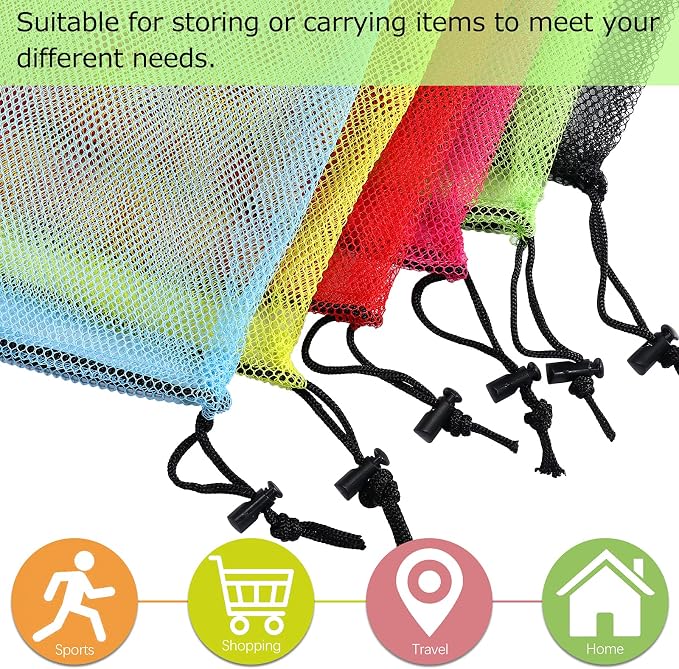 iMucci 13"X15.5" 6Pcs Mesh Laundry Drawstring Bag Nylon Drawstring Gym Bag - Image 4