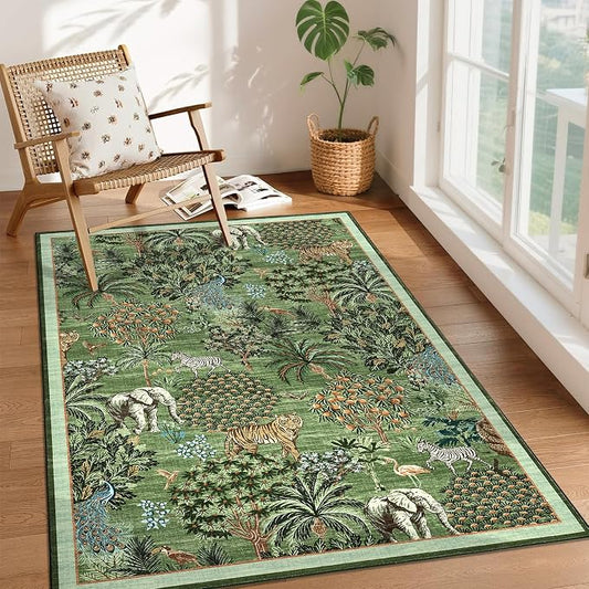 GarveeHome Jungle Animal Print Rug 3x5 Washable Area Rugs by GarveeHome
