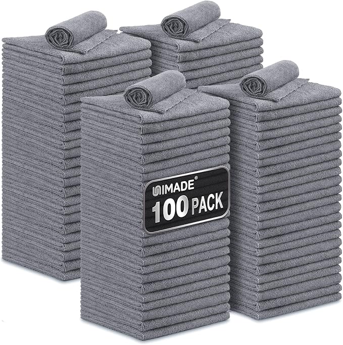Microfiber Cleaning Cloth, 100 Pack Microfiber Towels by Unimade