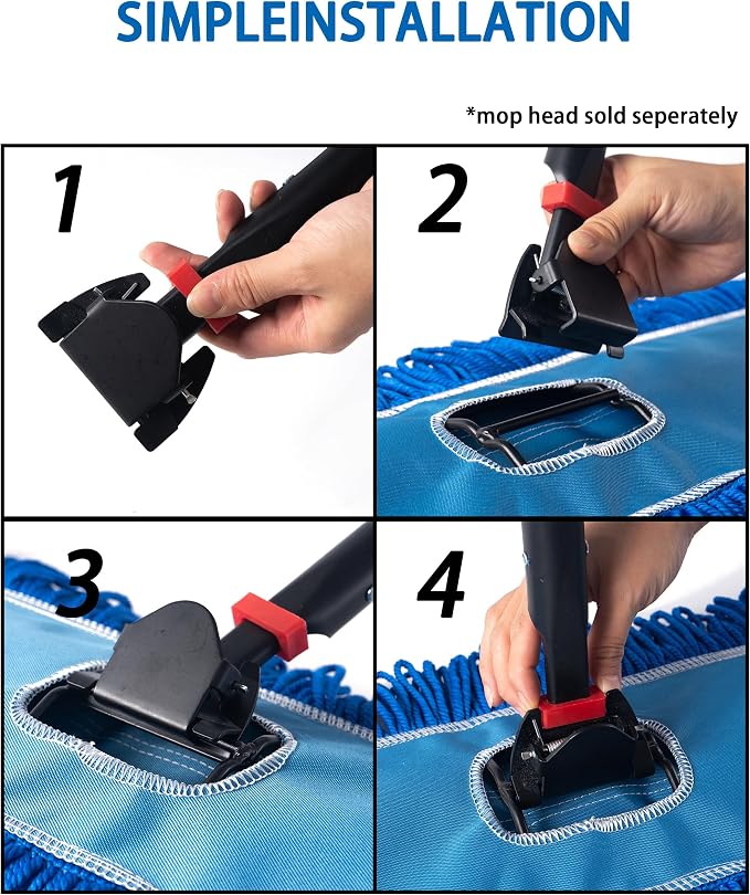 Matthew Cleaning Jaw Clamp Mop Handle, Snap-On Fiberglass Dust Mop Handle - Image 2
