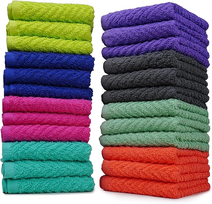 ZUPERIA Zigzag Multicolor Wash Cloths -24 Pack -12" x 12"- Highly Absorbent by Zuperia