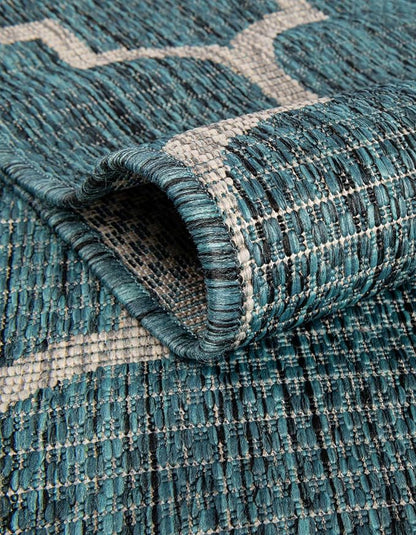 Unique Loom Outdoor Trellis Collection Area Rug (10' Square Teal/Gray)