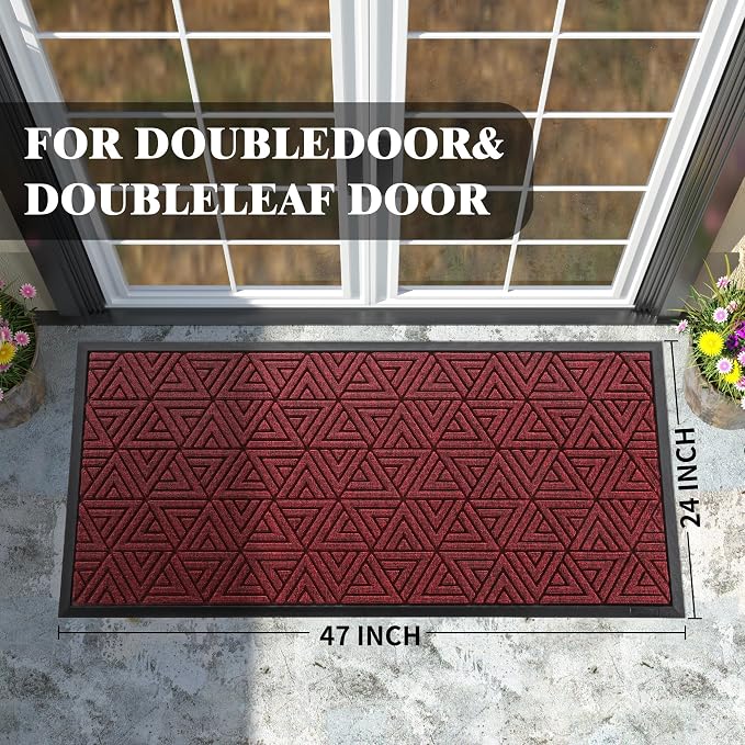 Yimobra Large Door Mat 47x24, All-Weather Waterproof Non-Slip Welcome Matt - Image 2