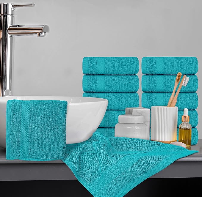 White Classic Luxury Cotton Washcloths 13x13 Inch - Image 6