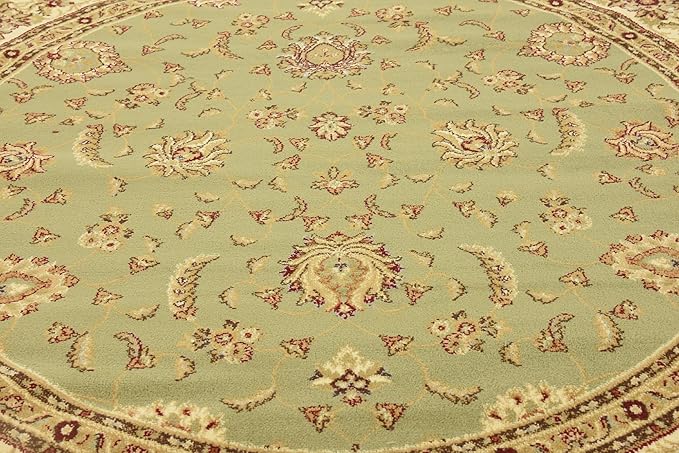 Unique Loom Voyage Collection Traditional Oriental Classic Intricate Design Area Rug (8' 0 x 8' 0 Round, Green/Ivory)