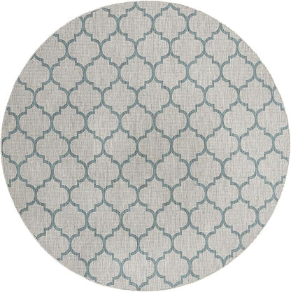 Unique Loom Outdoor Trellis Collection Area Rug - Trellis (Round 10' 8" x 10' 8", Gray/ Ivory)