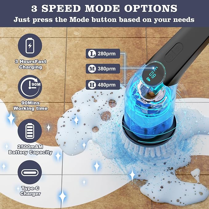 YKYI Electric Spin Scrubber-Cordless Power Scrubber - Image 5
