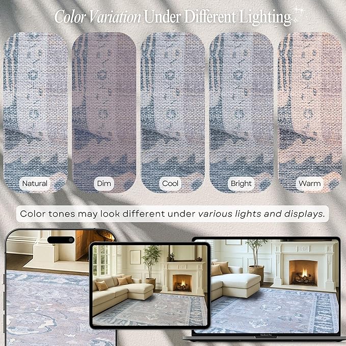 Fame Rugs Gray Modern Oushak Rug 3x5, Washable Vintage Turkish Colorful Oriental Antique Inspired Foldable Small Area Rugs, Luxury Living Room Bedroom (389GBB, 2'6" x 5')