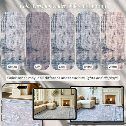 Fame Rugs Gray Modern Oushak Rug 3x5, Washable Vintage Turkish Colorful Oriental Antique Inspired Foldable Small Area Rugs, Luxury Living Room Bedroom (389GBB, 2'6" x 5')