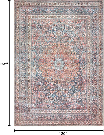 Bloom Rugs Washable Non-Slip 10x14 Rug - Multicolor Traditional Medallion Area Rug for Living Room, Bedroom, Dining Room, and Kitchen - Exact Size: 10' x 14'