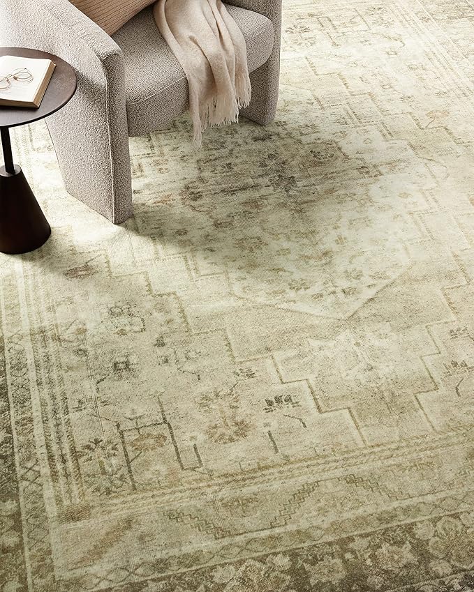 Loloi Magnolia Home by Joanna Gaines Banks Collection BAN-06 Natural/Granite 3'-6" x 5'-6" .13" Pile Height, Machine Washable, Accent Rug