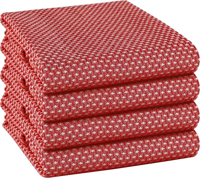 TWINY Threads 4-Pack Cotton Kitchen Towels, 18x28 Inches, Soft & Absorbent Dish by TWINYThreads
