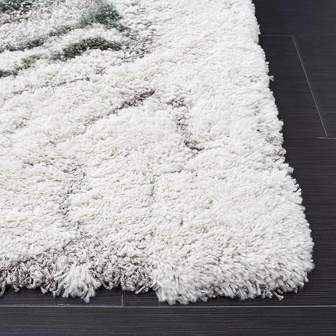 SAFAVIEH Horizon Shag Collection Accent Rug - 3' x 5', Grey & Green, Non-Shedding & Easy Care, 2.6-inch Thick Ideal for High Traffic Areas in Entryway, Living Room, Bedroom (HZN890Y)
