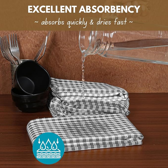 Native Fab 4 Pack Gingham Plaid Kitchen Towels 16"x26" - Image 3