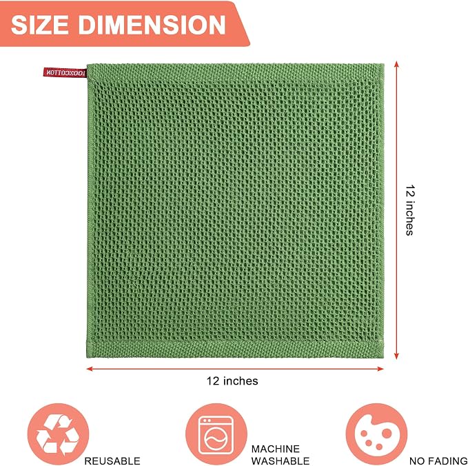 BOOMIBOO 6-Pack Kitchen Dish Cloths, 100% Cotton Waffle Weave, Ultra Soft - Image 2