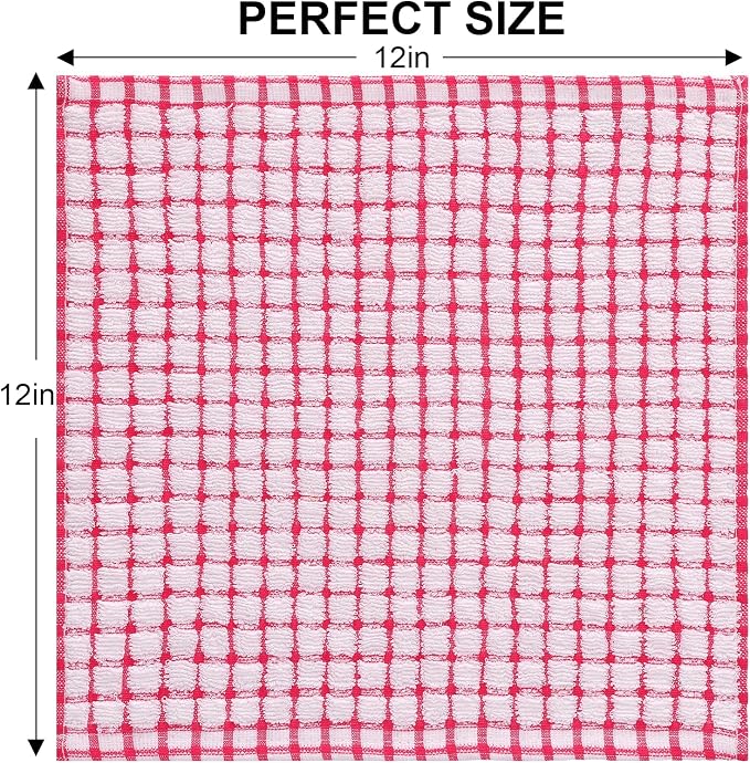 Kitinjoy Cotton 12 Pack Terry Kitchen Dish Cloths, 12 x 12 Inches Super Soft - Image 6