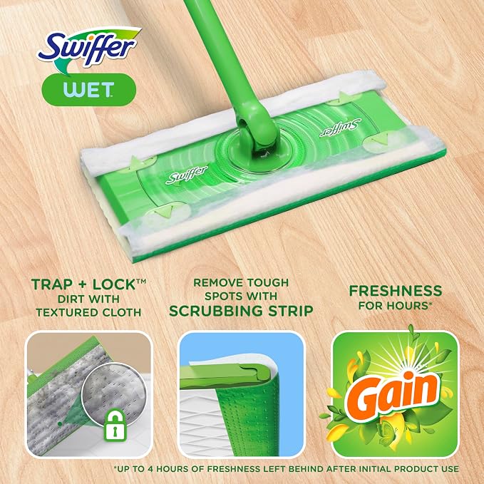 Swiffer Sweep + Mop, Wet Pads Refill, Floor Cleaner - Image 2