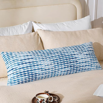 AmHoo Boho Chenille Pillow Cover Decorative Tufted Pillowcase for Couch Bed Sofa Bedroom Living Room Modern 14 x 36-Inch Sky Blue