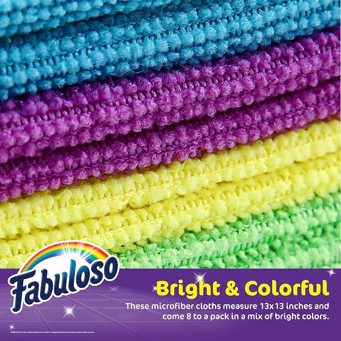 Fabuloso Microfiber Cleaning Cloths, 8 ct, Rainbow Colors | Lint-Free, - Image 3