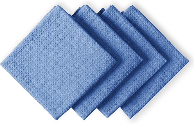 Sky Blue Waffle Kitchen Towels, 16x26 Inches, 100% Cotton, Quick Drying by HOUSEOFORLO