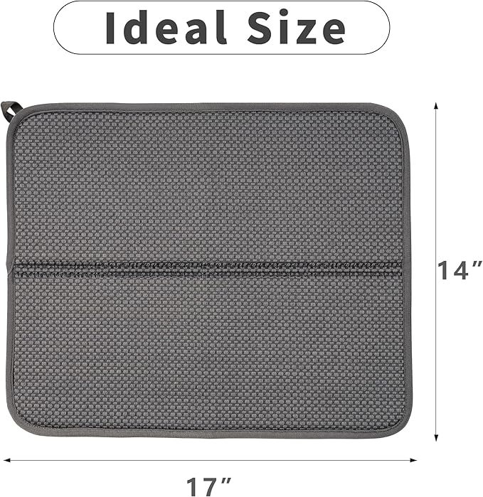 2 Pack Dish Drying Mat for Kitchen Counter, Microfiber Dishes Drainer Mats - Image 5