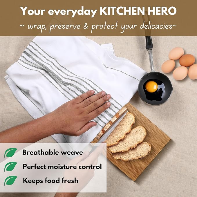 Native Fab Herringbone Striped Kitchen Towels 100% Cotton 12 Pack 16"x26" - Image 4