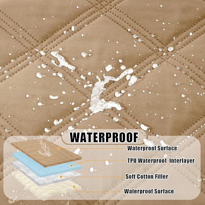 Smiry Waterproof Dog Bed Cover Blanket 40x80, Soft Reversible Pet Blanket, Washable Leakproof Cats Dogs Couch Cover for Sofa, Couch, Furniture, Lattice, Camel/Beige