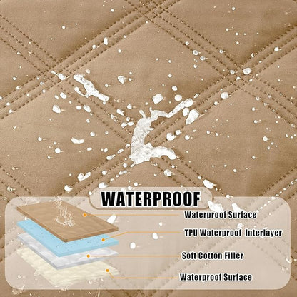 Smiry Waterproof Dog Bed Cover Blanket 40x80, Soft Reversible Pet Blanket, Washable Leakproof Cats Dogs Couch Cover for Sofa, Couch, Furniture, Lattice, Camel/Beige
