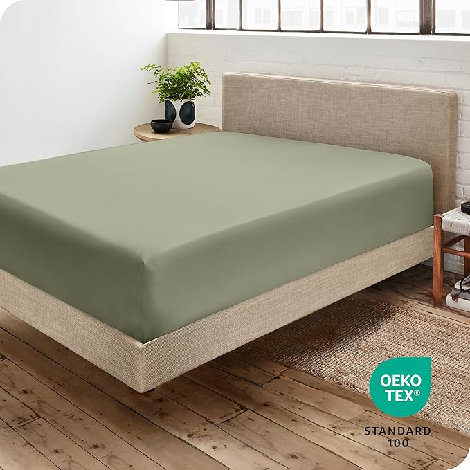 Bare Home Fitted Bottom Sheet King Size - Premium 1800 Microfiber - Ultra-Soft Hotel Luxury - Deep Pocket - Durable and Long Lasting (King, Sage)