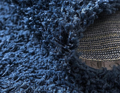 Unique Loom Solid Shag Collection Area Rug (2' 2" x 6' 5" Runner, Sapphire Blue/ Navy Blue)