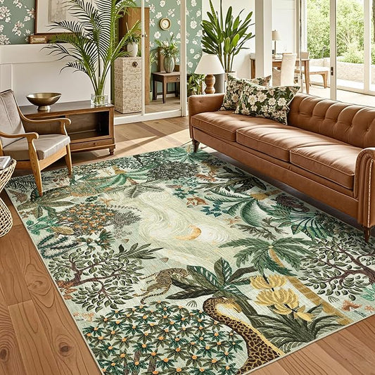 GarveeHome Area Rugs 8x10 for Living Room, Jungle Animal Large Washable Rug by GarveeHome