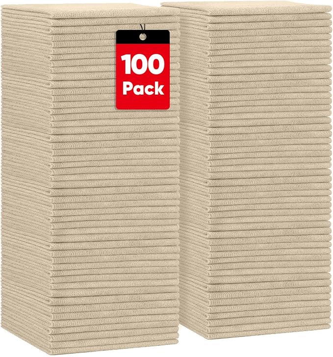 HOMEXCEL Microfiber Cleaning Cloths Brown, 100 Pack Microfiber Towels by HOMEXCEL