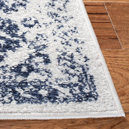 SAFAVIEH Area Rug 4x6 - Adirondack Collection - Ivory & Navy, Distressed Vintage Floral Design, Non-Shedding & Easy to Clean, Ideal for Living Room, Bedroom, Dining Space (ADR109M)