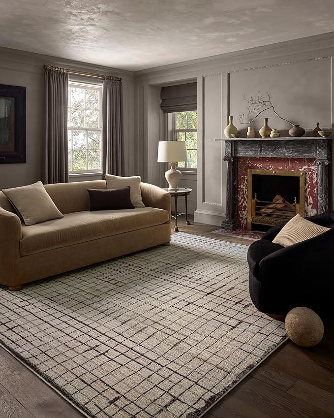 Loloi Jeremiah Brent Bleecker Collection BLE-01 Ivory/Charcoal 5'-3" x 7'-6" Area Rug