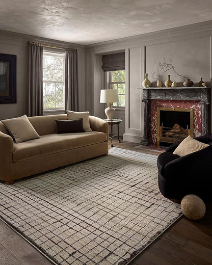 Loloi Jeremiah Brent Bleecker Collection BLE-01 Ivory/Charcoal 5'-3" x 7'-6" Area Rug