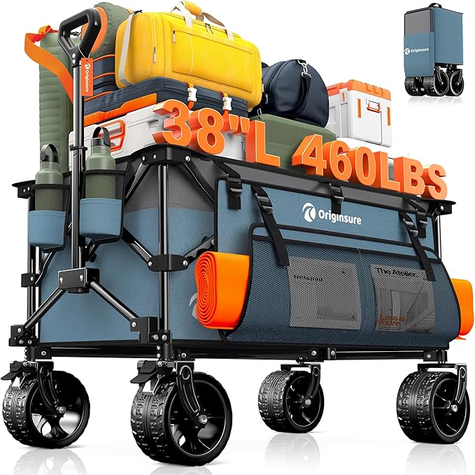 220L Collapsible Wagon Cart Foldable, 460lbs Load Capacity Heavy Duty Folding by Unknown
