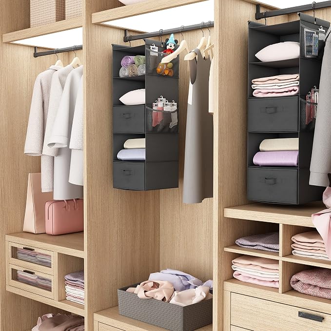 MAX Houser 5 Tier Shelf Hanging Closet Organizer, Cloth Hanging Shelf - Image 7